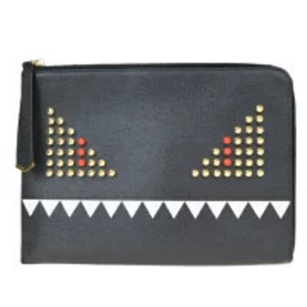 Fendi Monster Clutch Bag Black Leather